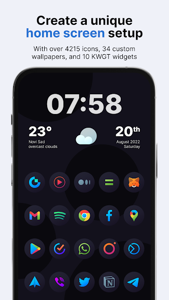 Скриншот приложения Hera Dark: Circle Icon Pack — скриншот 1