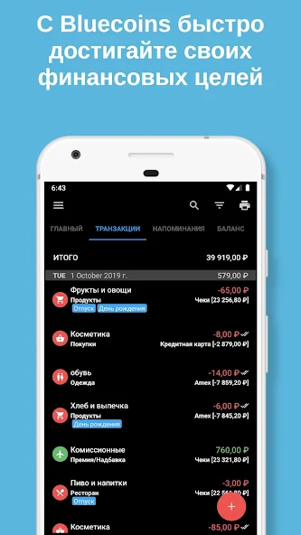 Скриншот приложения Bluecoins — скриншот 1