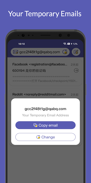Скриншот приложения Temp Mail AI — скриншот 1