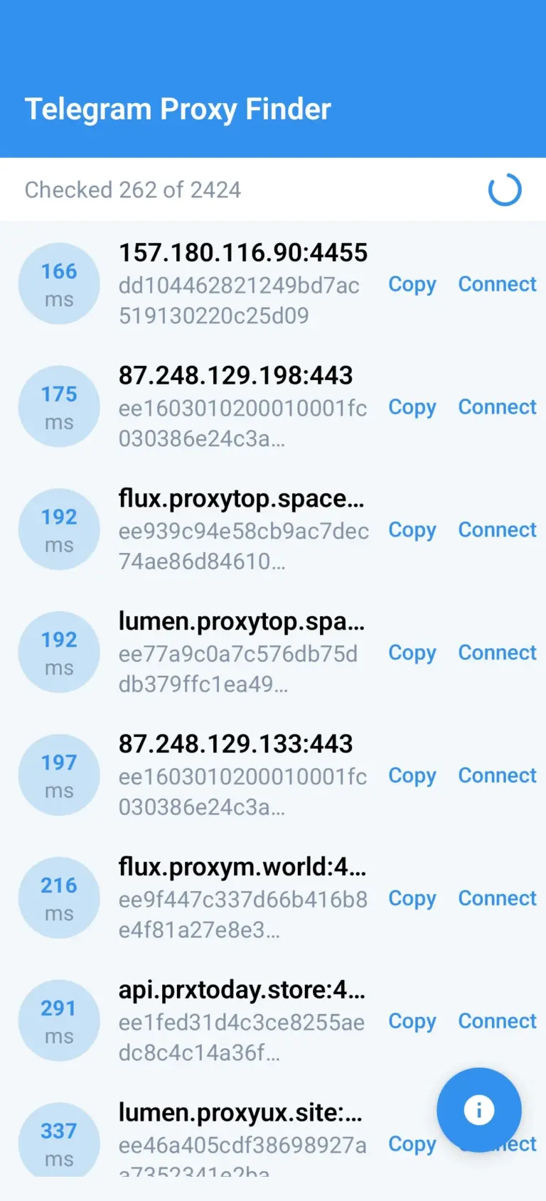 Скриншот приложения Telegram Proxy Finder — скриншот 1
