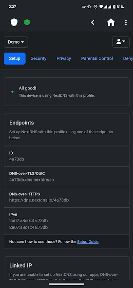 Скриншот приложения NextDNS Manager — скриншот 1