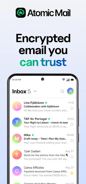Скриншот приложения Atomic Mail: Private Email — скриншот 1