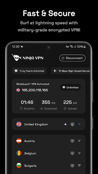 Скриншот приложения Ninja VPN — скриншот 2